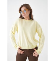 Kadın Bisiklet Yaka Oversize Triko Kazak (Açık Sarı)