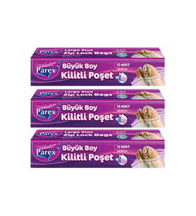 Kilitli Buzdolabı Poşet Büyük Boy 12'li 26 x 28 cm Üçlü Set