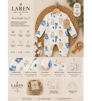Laren Baby %100 Pamuk Orman Hayvanları Desenli Bebek Tulumu