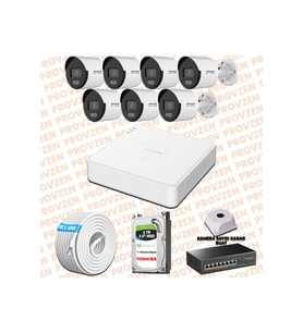 Provzen Hikvision 7 IP 4MP ColorVu Mikrofonlu Güvenlik Kamerası Olay Anında bildirim