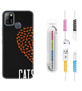 INFINIX Smart 4 5 6 Zero 8 S5 Pro Kılıf Kablo Koruma Spiral Silikon Cats 1792