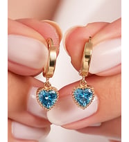 Debora Jewelry 14 Ayar Altın Mavi Taşlı Halka Küpe