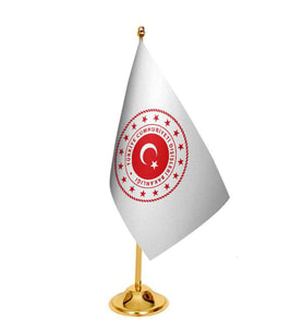 Masa Üstü Dışişleri Bakanlığı Bayrağı + Pirinç Direk Masa Bayrak Seti