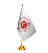 Masa Üstü Dışişleri Bakanlığı Bayrağı + Pirinç Direk Masa Bayrak Seti