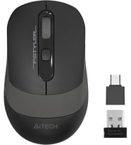 A4 Tech FG10CS Air2 Silent (Sessiz) 2.4Ghz Optik 2000Dpi Kablosuz Mouse S.Grey Şarj Edilebilir 4 Kademe Çözünürlük Air Çift Mod Type-C Adaptör