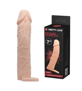 Extended 5 CM Dolgulu Realistik Penis Kılıfı Uzatmalı Prezervatif