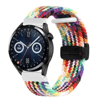 Huawei Watch GT2 Elite-Sport-Classic 46mm-GT2 Pro 22mm FiberLink Manyetik Tokalı Kumaş Örgü Kordon (Rainbow)
