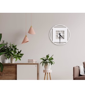 BK Home Dekoratif 45cm Ahşap Duvar Saati-78 (Beyaz)