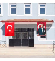 Atatürk Posteri ve Türk Bayrağı Raşel Kumaş 100x150 cm -1