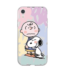 Iphone XR Uyumlu Snoopy ve Charlie Brown Tasarımlı Şeffaf Telefon Kılıfı