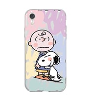 Iphone XR Uyumlu Snoopy ve Charlie Brown Tasarımlı Şeffaf Telefon Kılıfı