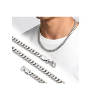 Ezme Balık Sırtı Erkek Çelik Kolye 7x2mm 55cm Gümüş 4227ECK036