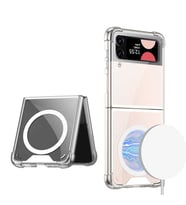 Samsung Galaxy Z Flip 4 Uyumlu Kılıf Wireless Şarj Özellikli Airbagli Zore Kıpta Anti Shock M-safe Kapak