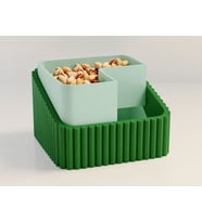 3D Baskı Fıstık Kasesi - Çift Hazneli Kabuk Ayırıcı Sunum Kasesi - Yeşil Mint