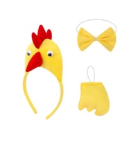 Çuk Horoz Tuk Kostüm Seti 3 Parça (Taç + Papyon + Kuyruk)