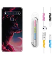 TCL 10L 10 Plus 10SE 20E 20SE 30SE L7 Kılıf Kablo Koruma Spiral Silikon Wolf and Moon 1380