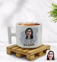 BK Gift Kişiye Özel Kadın Doktor Karikatürlü T Kulplu Beyaz Middle Kupa Bardak-1