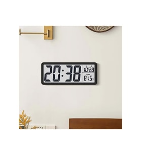 Modern LCD Dijital Duvar Saati 20x8 cm  USB ve Pilli  Zaman, Tarih, Sıcaklık