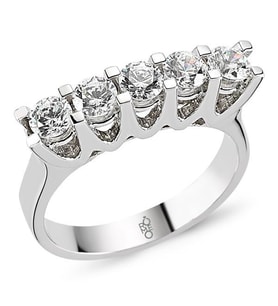 18 Ayar Altın 1.15 Ct Pırlanta Beştaş Yüzük RMY512 (Çok Renkli)