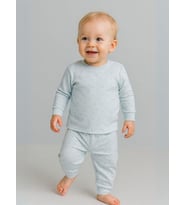 Çocuk Pamuklu Çiçek Desenli Pijama Takımı (Mavi)