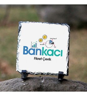 Bankacıya Hediye İsme Özel Dekoratif Taş (Beyaz)