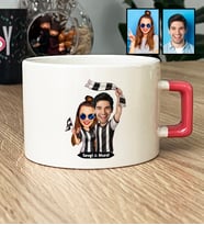 Kişiye Özel Karikatürlü Siyah Beyaz Taraftar Sevgiliye Hediye Lüks Fincan Sevgililer Günü Hediyesi