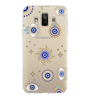 PrintiFy Samsung Galaxy J7 Duo ile Uyumlu 1mm Slim Fit Nazar Boncuğu 5 Baskılı Şeffaf  Kılıf