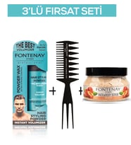 Fontenay Pudra Toz Wax Mavi 20gr + Şekil Tarağı 034 + Face And Body Scrub Şeftali 350ml 3'Lü Set
