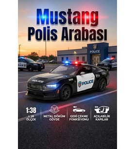 Polis Arabası Metal Çek Bırak Oyuncak Araba 1:38 Ölçek Kapıları Açılan Model Araç