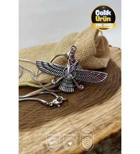 Paslanmaz Çelik Madalyon Ahura Mazda Gümüş Rengi Parlak Kararmaz Çelik Kolye Unisex Kolye