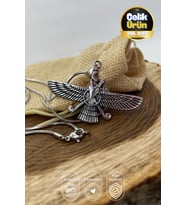 Paslanmaz Çelik Madalyon Ahura Mazda Gümüş Rengi Parlak Kararmaz Çelik Kolye Unisex Kolye