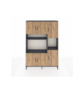 Arges Dolap 9 Raflı 6 Kapaklı 132x30x195 Antrasit-Çam/Antrasit