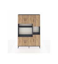 Arges Dolap 9 Raflı 6 Kapaklı 132x30x195 Antrasit-Çam/Antrasit