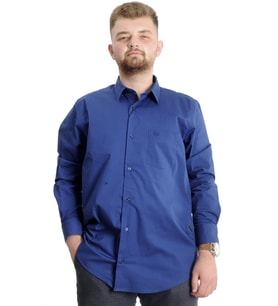Mode XL Büyük Beden Erkek Klasik Cepli Gömlek Likralı 20350 Saks