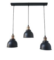 Dylight Retro Metal Dekoratif 3 lü Masa Üstü Siyah Rustik Avize En:60 cm