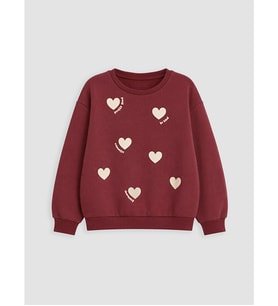 LC WAIKIKI Bordo Bisiklet Yaka Baskılı Kız Çocuk Sweatshirt