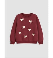 LC WAIKIKI Bordo Bisiklet Yaka Baskılı Kız Çocuk Sweatshirt