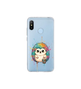 Xiaomi Mi A2 Lite ile Uyumlu Splash Kirpi Tasarımlı Şeffaf Silikon Kılıf
