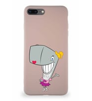 Apple iPhone 8 Plus Soft Premier Kapak Pearl Yengeç Tasarımlı Silikon Kılıf - Pudra (Şeffaf)