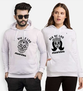 Tshirthane Dia De Los Muertos Sevgili Kombinleri Kapüşonlu Kombini (Tek Ürün Fiyatıdır.)