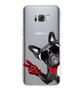 PrintiFy Samsung Galaxy S8 Plus ile Uyumlu Köpek 2 Kamera Korumalı Şeffaf Kılıf
