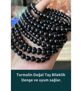 Turmalin Gerçek Doğal Taş Bileklik ( Denge Ve Uyum Sağlar ) 8 Mm Aa Kalite