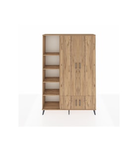 Arges Gardrop 6 Raflı 4 Kapaklı Tek Askılı 132x30x195 Çam-Çam