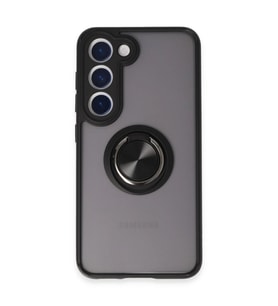 Samsung Galaxy S23 Kılıf Montreal Yüzüklü Silikon Kapak - Siyah