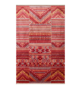Hoom Rugs Nepal ZR 18 Yün Viskon Tensel Kırmızı Multy Otantik Uşak Desenli Halı