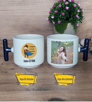 Kadın Öğretmene Hediye Kupa Bardak Fotoğraflı T Lacivert Kulplu Öğretmenler Günü Hediyesi