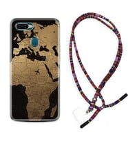 Oppo A5S A15 A16 A54 A55 A73 A74 Kılıf Boyun Asklı Rasta Silikon Map Planet 1656
