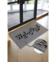 Welcome Paspas - Kıvırcık Paspas - İç ve Dış Mekan Paspası - Kapı Önü Paspası (Gri)
