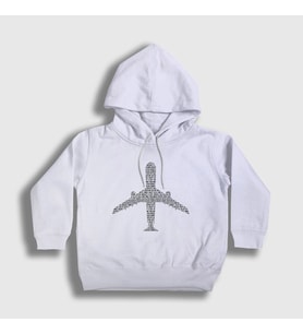 Presmono Unisex Çocuk Beyaz Words Pilot Airplane Uçak Kapüşonlu Sweatshirt 415557tt (Beyaz)