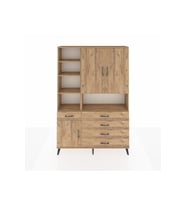 Arges Gardrop 8 Raflı 5 Çekmeceli 3 Kapaklı 132x30x195 Çam-Çam